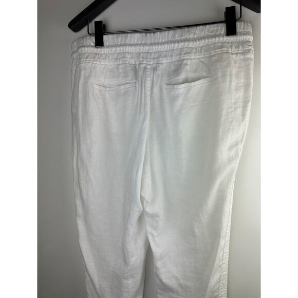 Athleta Cabo Linen Jogger Pants White Drawstring Zippered Pockets Womens Size 14 - Picture 7 of 10